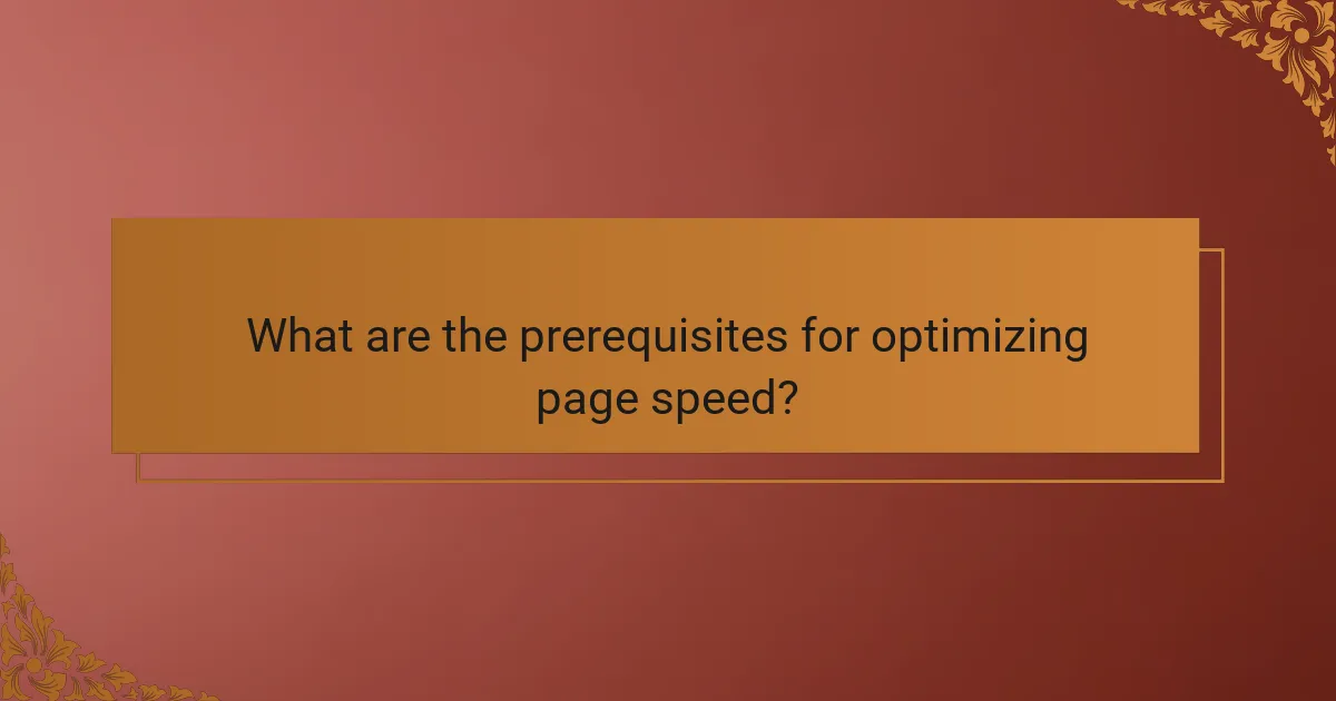 What are the prerequisites for optimizing page speed?